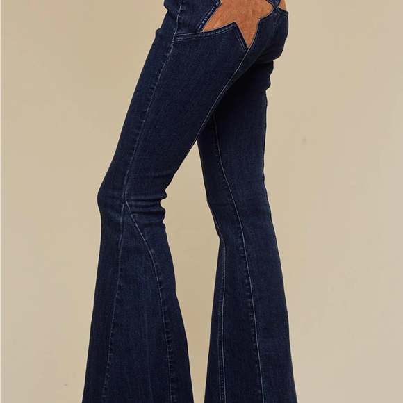 SAINTS AND HEARTS BELL BOTTOM JEANS WITH RAW HEM Y2K 90S STYLE BOHO COWGIRL - Picture 4 of 15